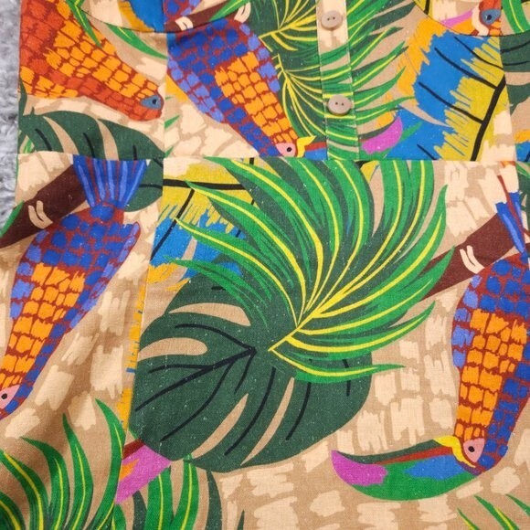 House of Harlow 1960 Linen Blend Toucan Tropical Mini Dress NWT Women's Size XL - Picture 13 of 14